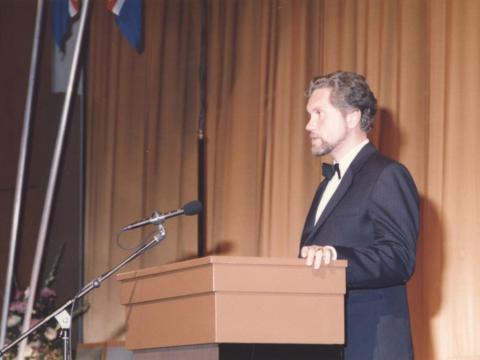 Frá 75 ára afmælishátíð Háskóla Íslands í Háskólabíó 1986